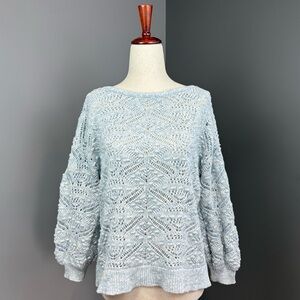 Sundance Sweater Loose Knit Sz S Light Blue Scoop Neck Plunging Back Reversible